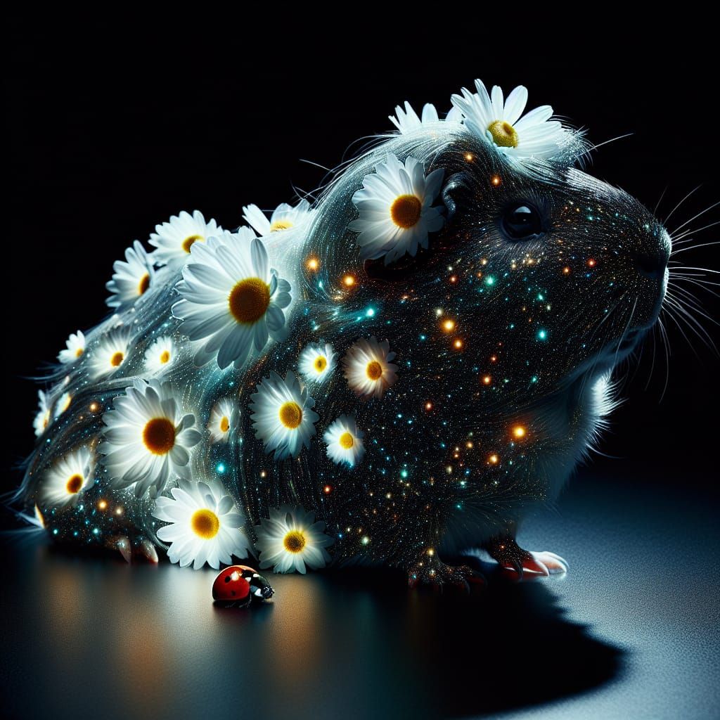 Holographic Guinea Pig with Daisy Fur