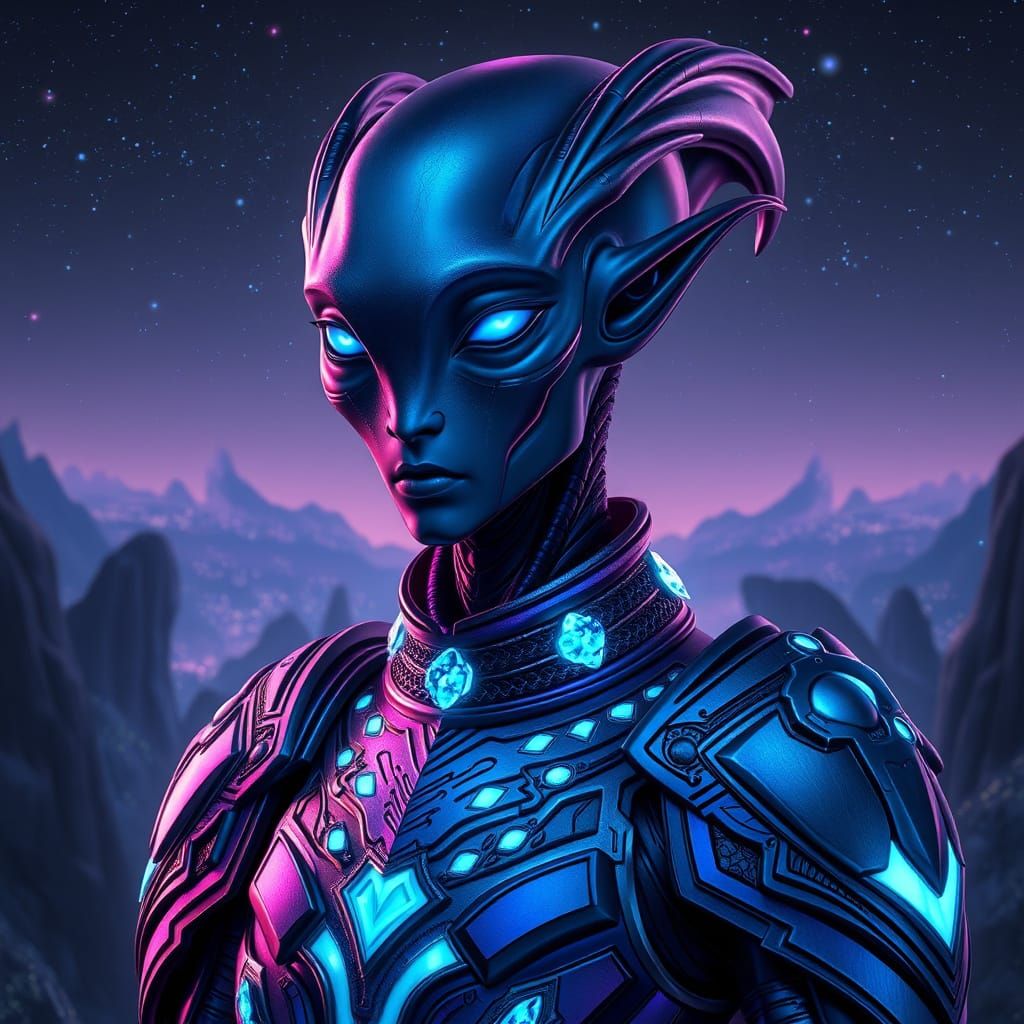 Ethereal Alien Commander in Iridescent Armor