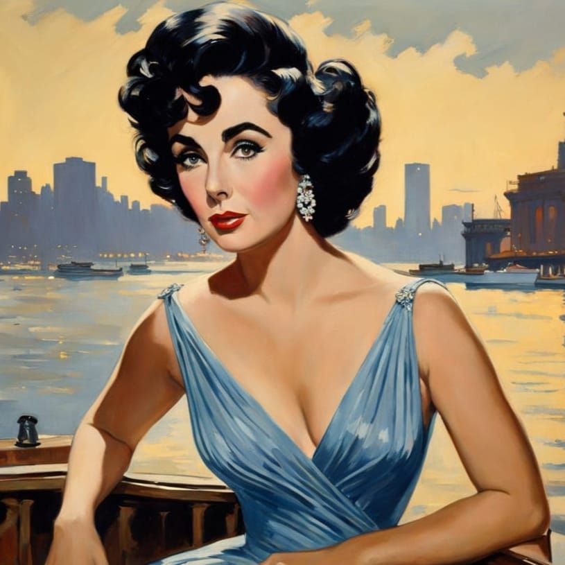 Elizabeth Taylor on 1950s New York Waterfront