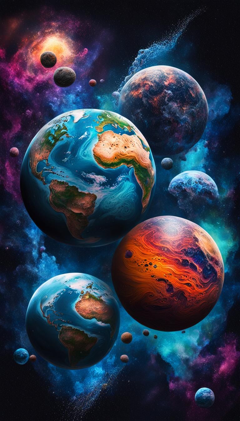 Cosmic Planet Tattoo Design in Splash Art Style