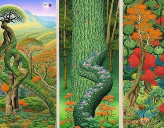 Intricate Forest Landscape with Rich Colors