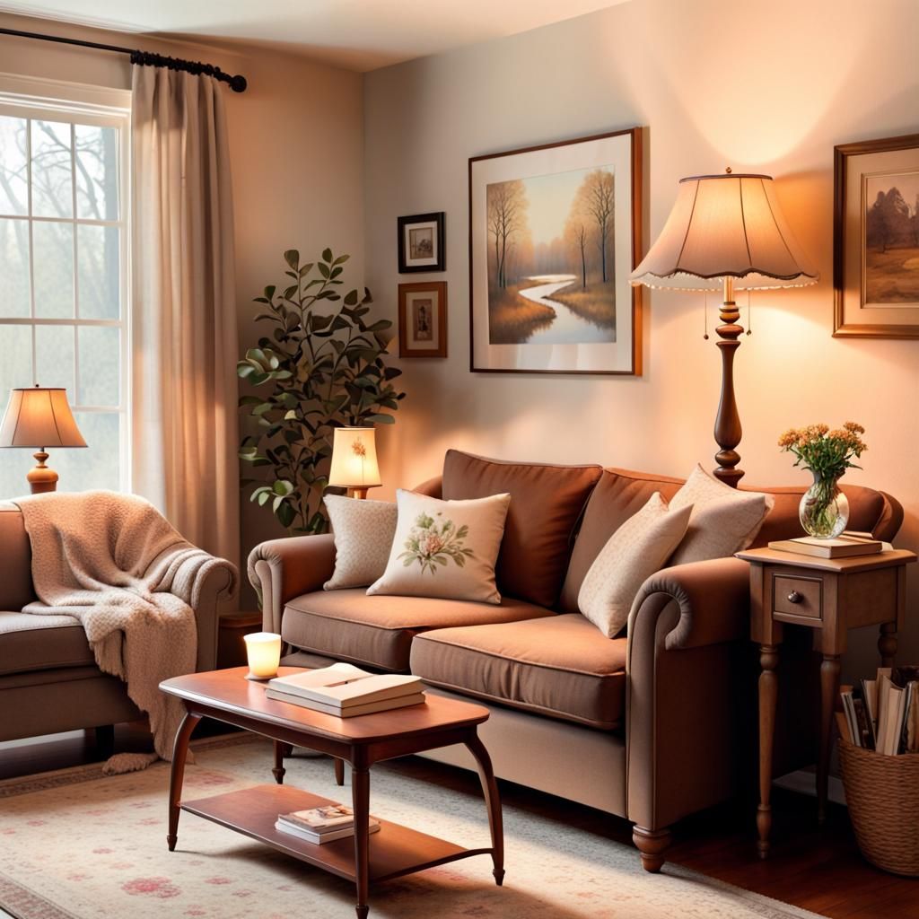 Warm Cozy Living Room in Storybook Style