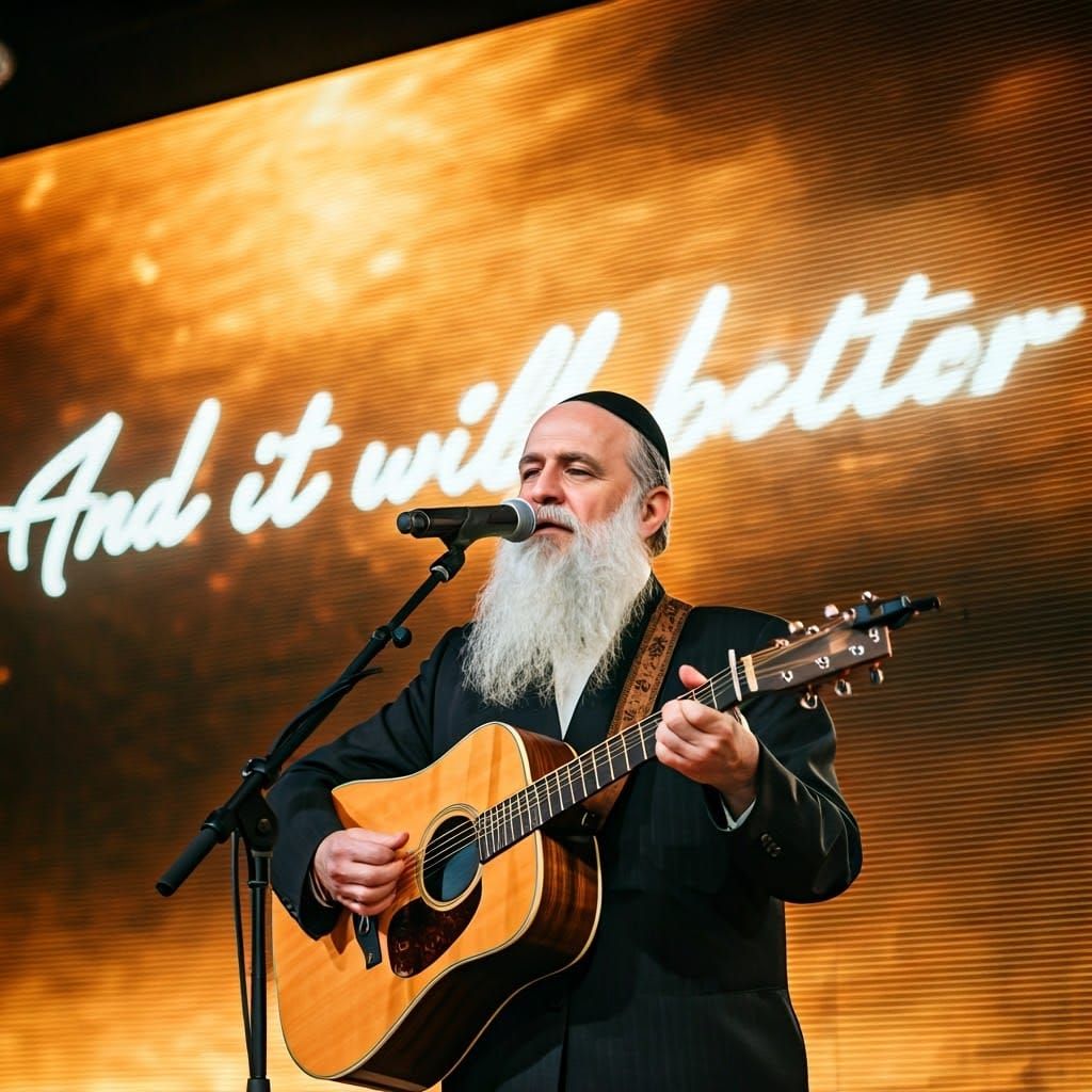 Ultra-Orthodox Singer Serenades with Guitar in Ethereal LED...
