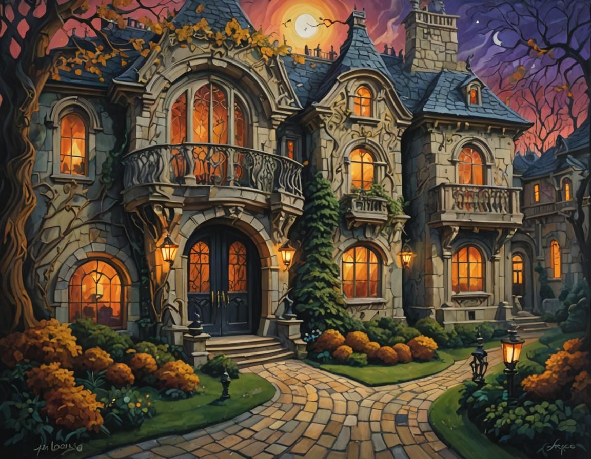 Spooky Mansion in a Mystical Fantasy World