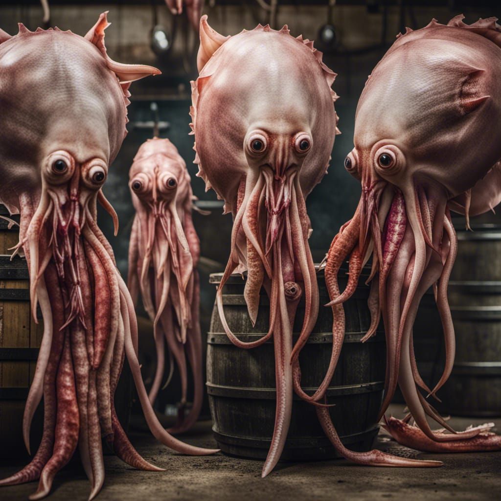 Occult Squid Figures in Meat Locker Photo