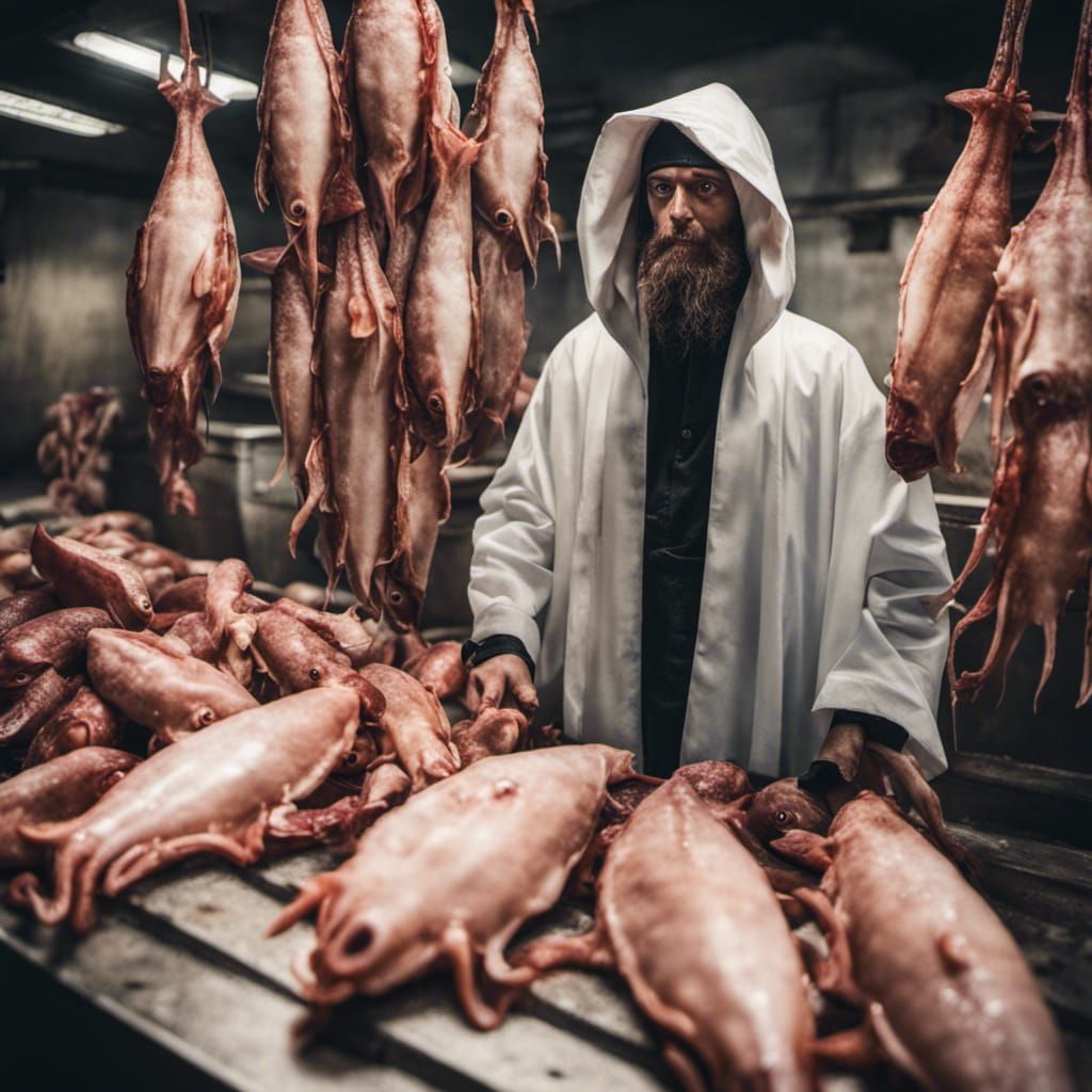 Occult Squid Figures in Meat Locker Photo