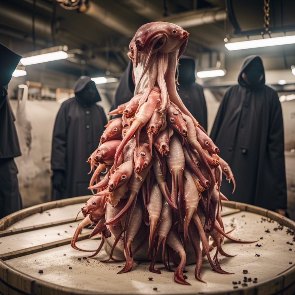 Occult Squid People in Meat Locker, Professional Photography