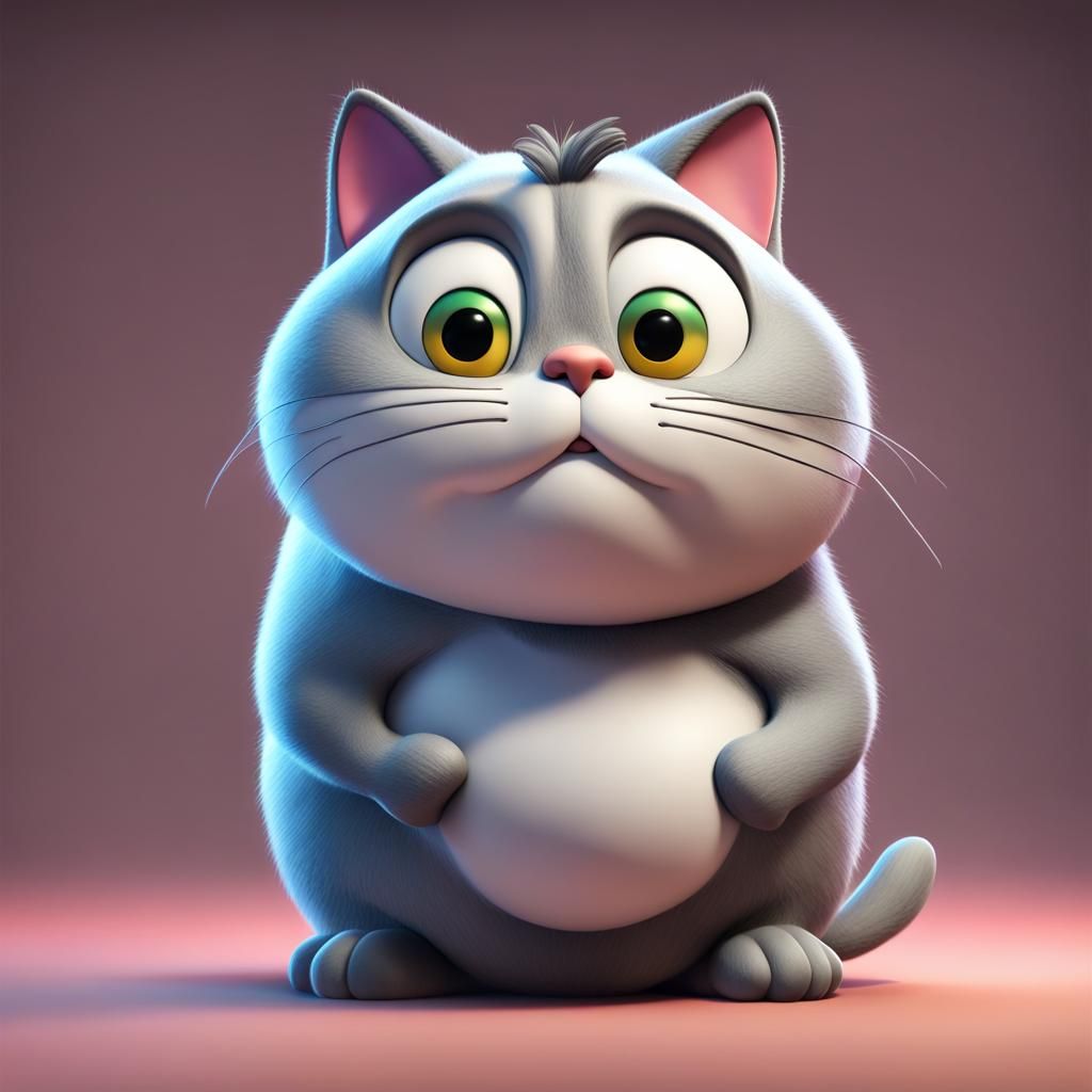 Chubby Cat in Pixar-Inspired 3D Art