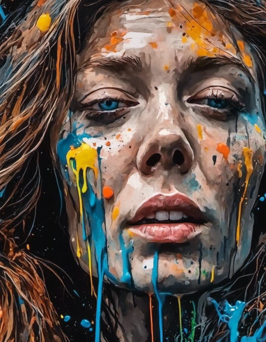 Colorful Graffiti Portrait in Street Art Style