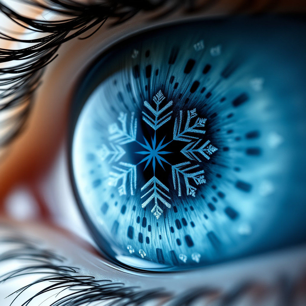 Blue Eye with Snowflake Iris: Macro HD Photography