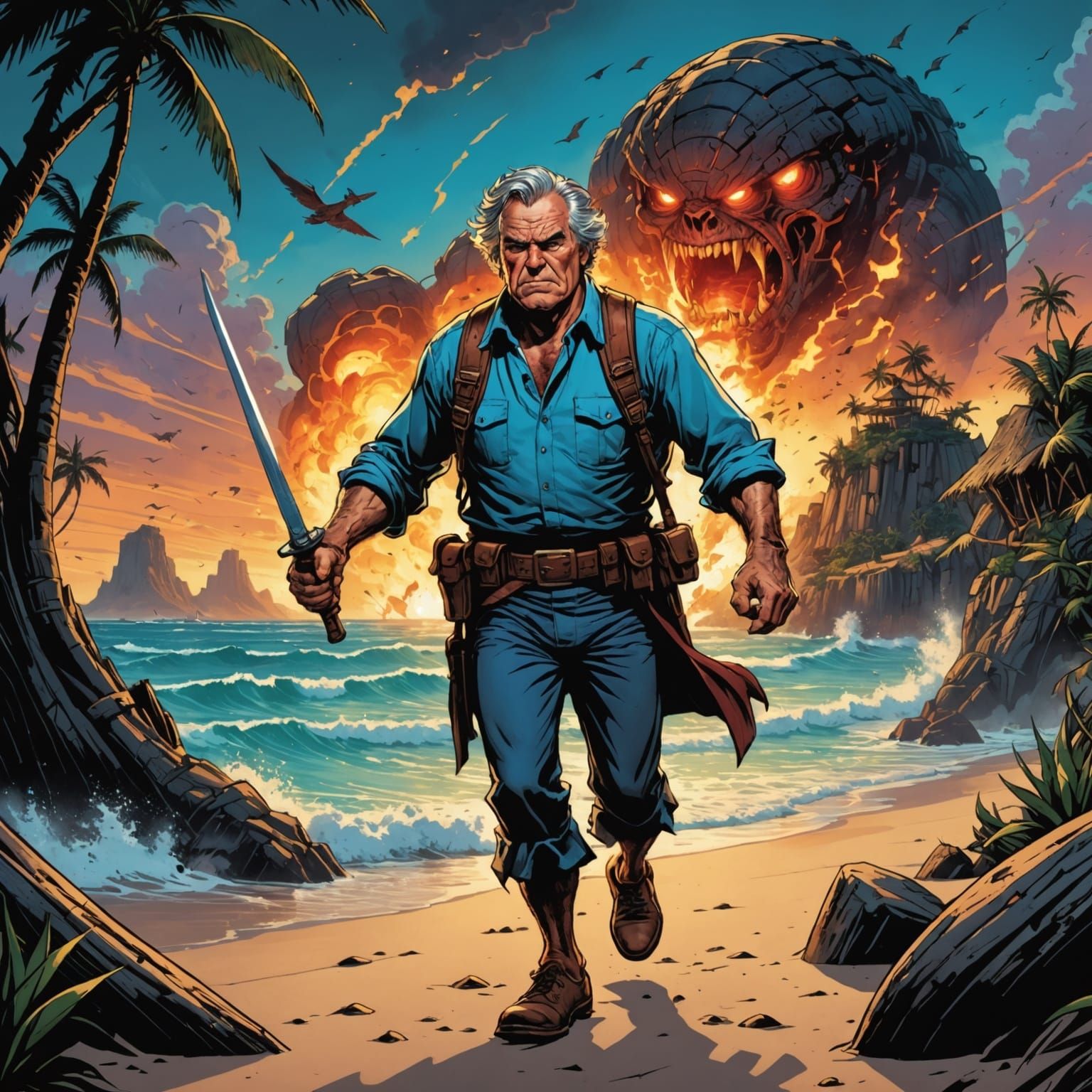 Angry Vacationer in Comic Book Art