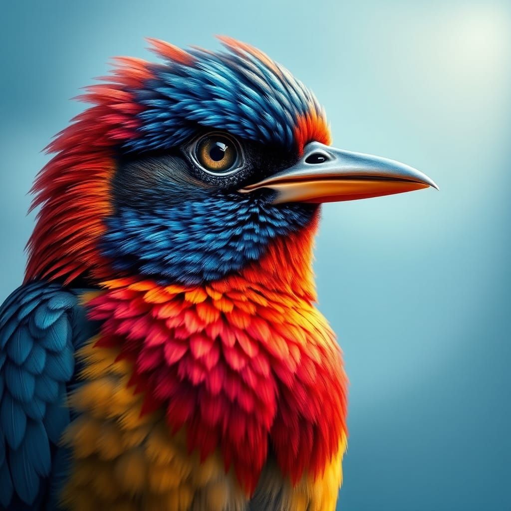 Bird Portrait in Detailed Naturalism and Pop Art
