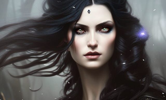 Hyperrealistic Portrait of a Dark Fantasy Sorceress