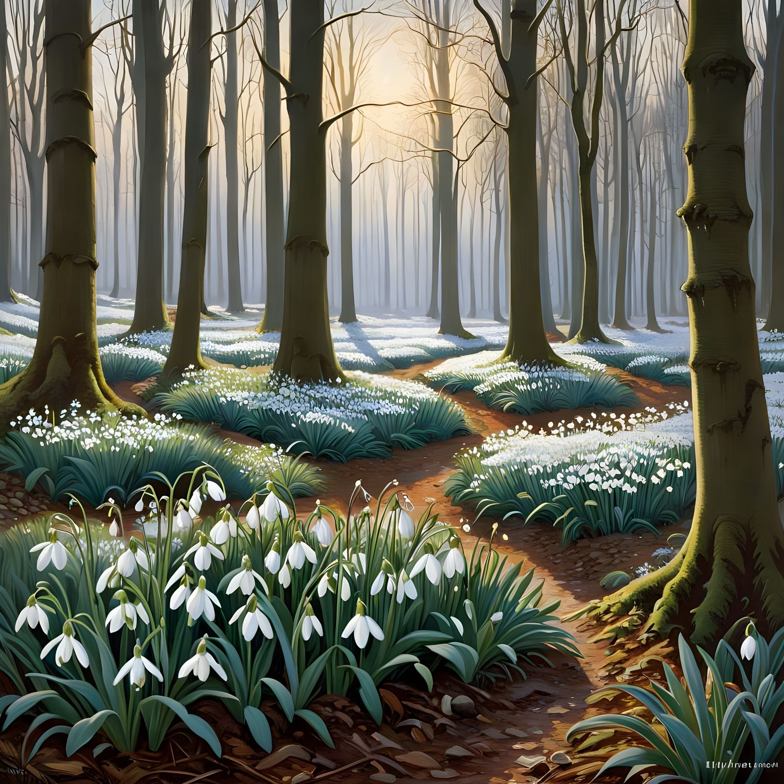 Spring Awakening in a Serene Forest Landscape