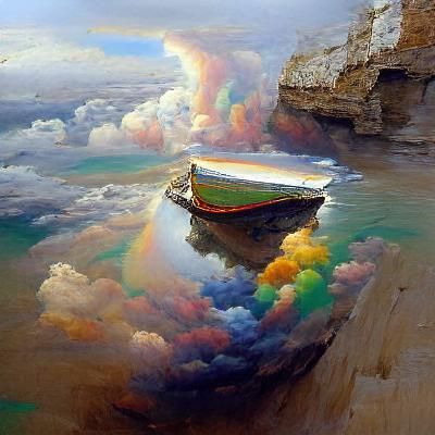 Rainbow Over Ocean as Oil Painting