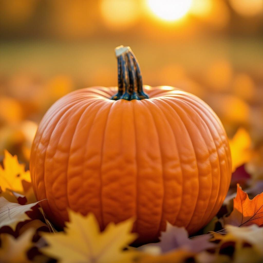 Golden Hour Pumpkin Photograph: Autumn Serenity