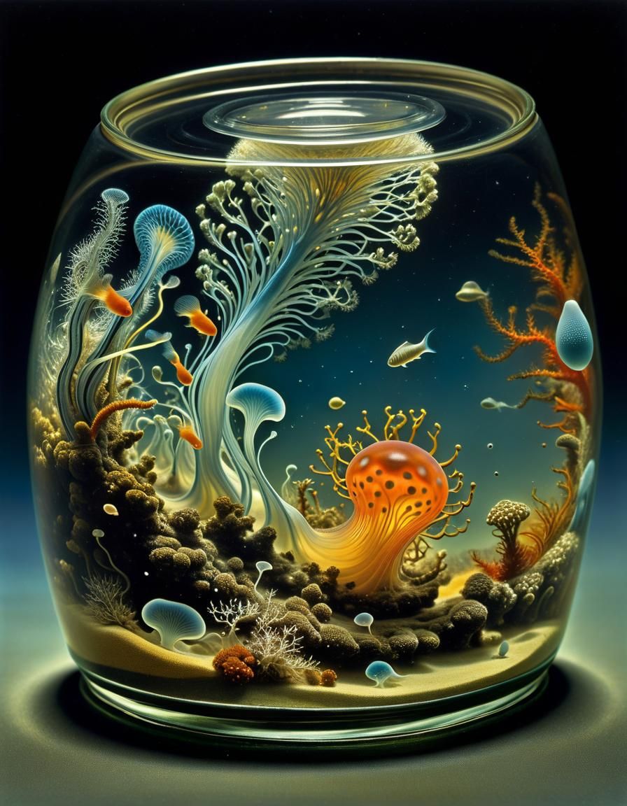 Surreal Amoebas in Microscopic Environment as Deep Color Pho...