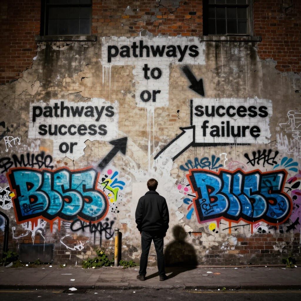 Surreal Urban Landscape in Banksy Stencil Style