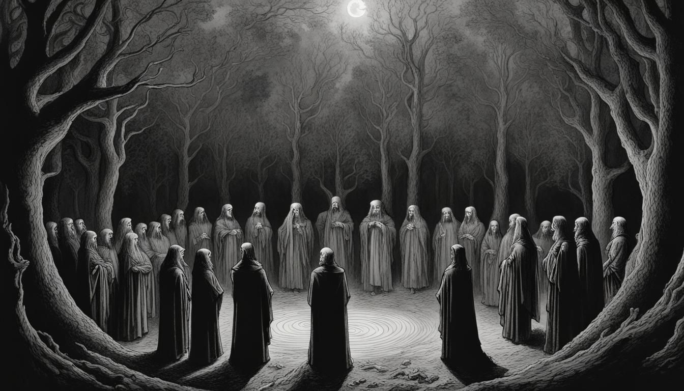 Secret Magical Ritual in Dark Forest