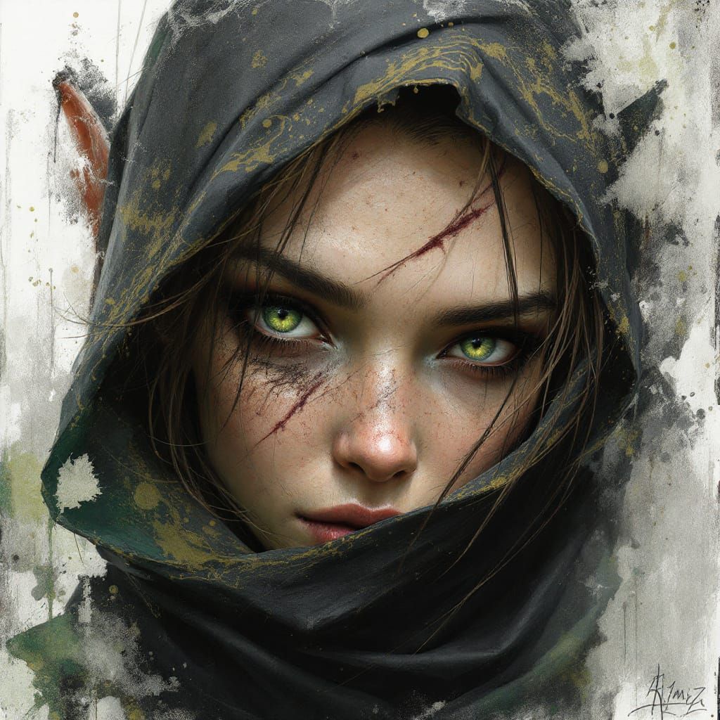 Fey Warrior Portrait With Glowing Eyes