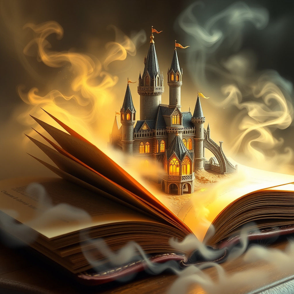 Majestic Castle Emerging from Open Book
