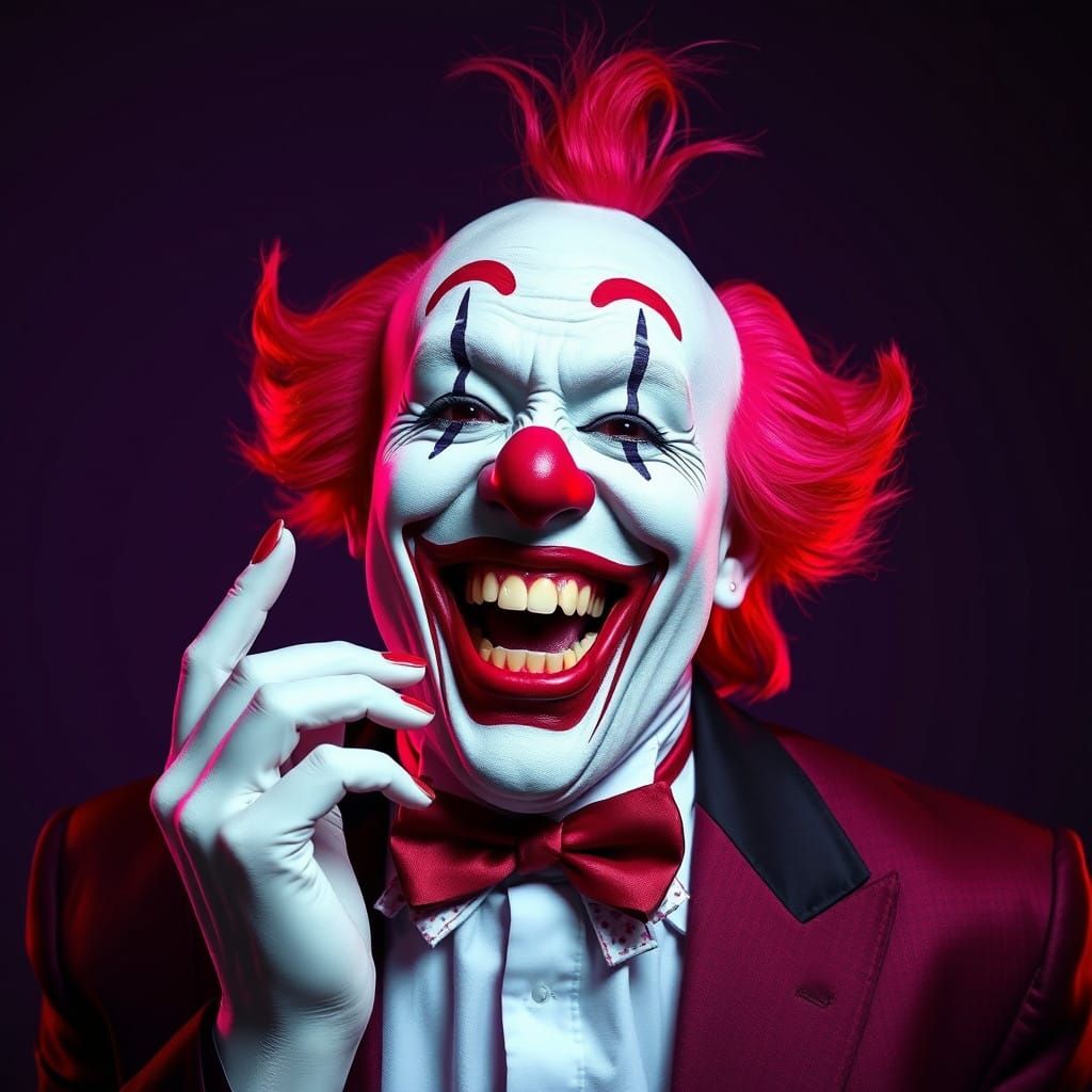 Surreal Vampire Clown in Neon Fauvist Color Palette