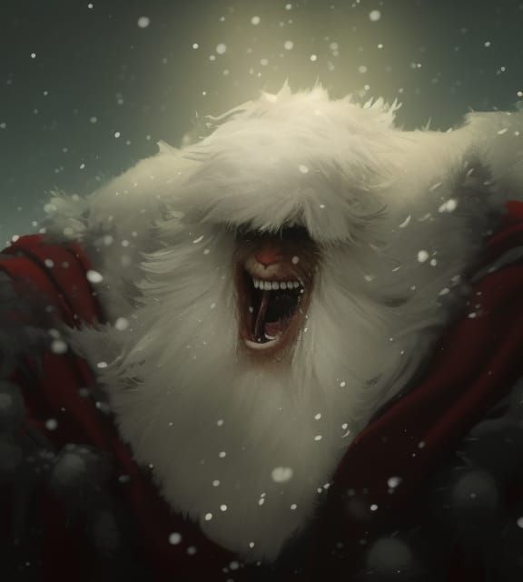 Snow Monster Santa Claus in Dark Fantasy Style