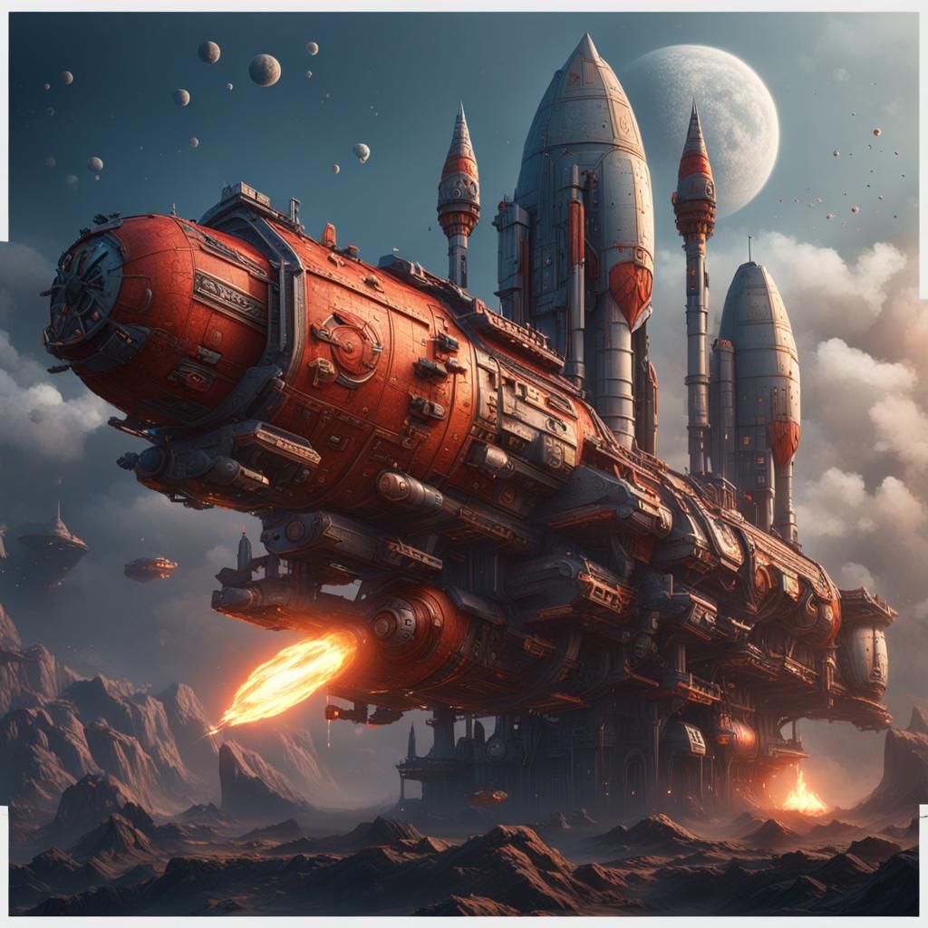 Rockets Launching: Detailed Matte Painting
