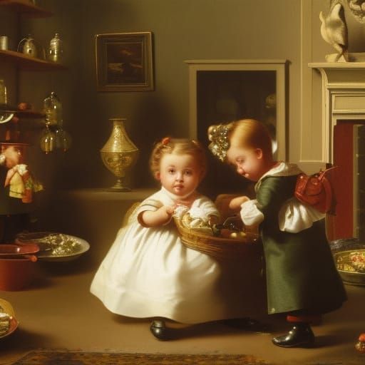 Dwarf Demands Food in Dollhouse: Old Masters Style