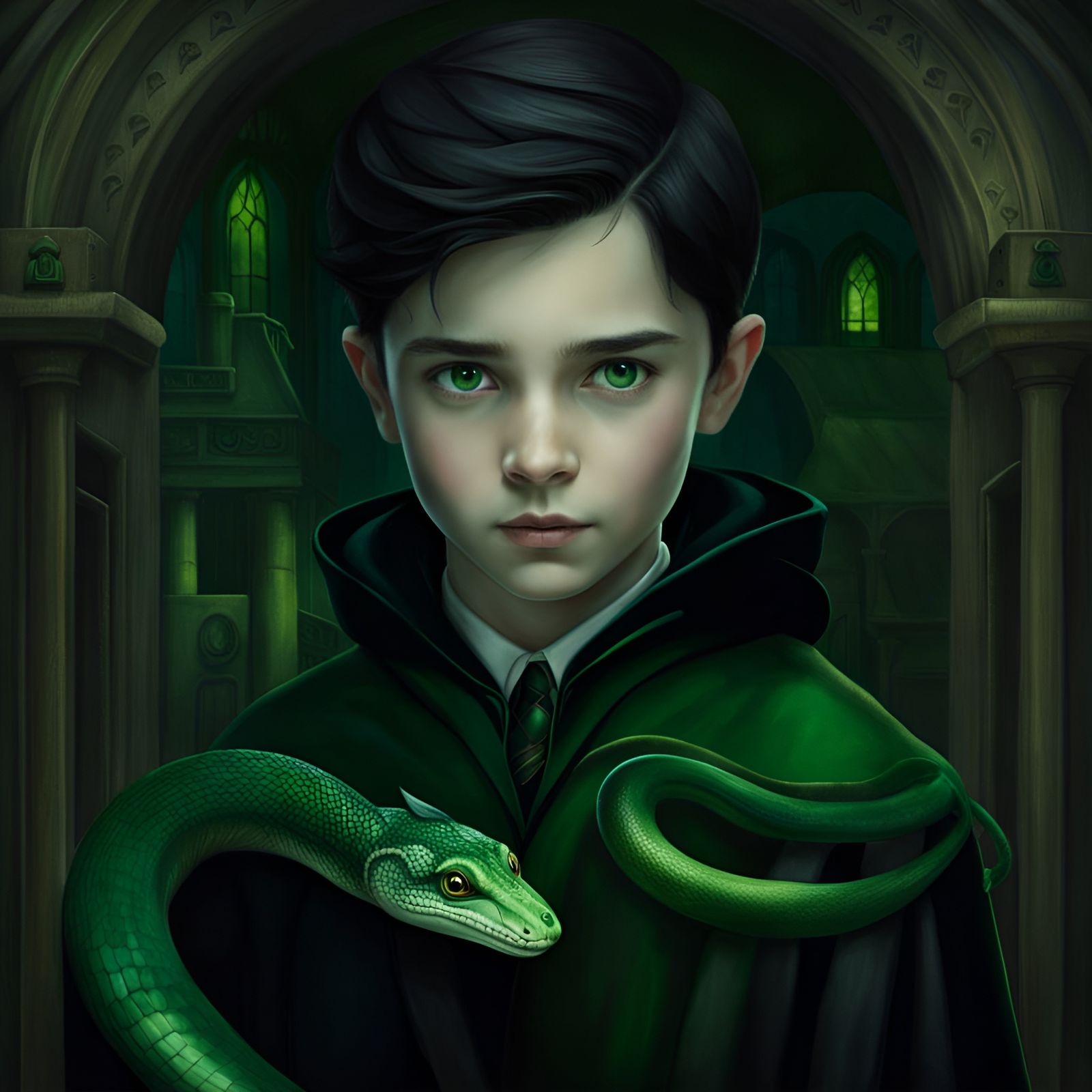 Young Boy in Hogwarts Uniform Portrait