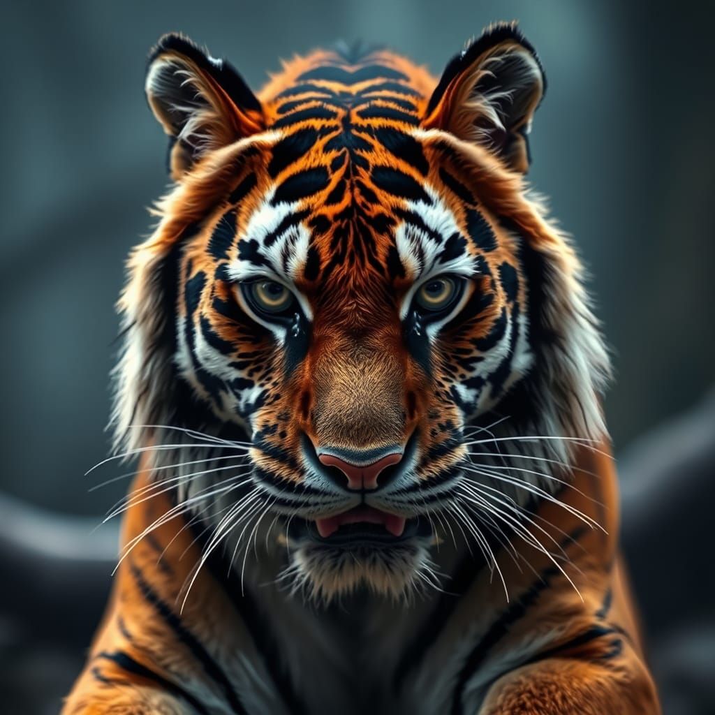 Hyperrealistic Tiger in Cinematic Composition