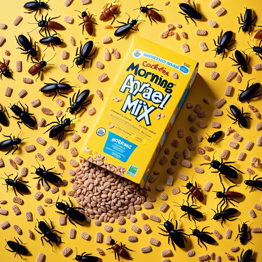 Cockroach Infestation in Cereal Box Still Life