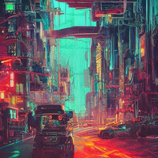 Geisha Android Repair in Cyberpunk Style