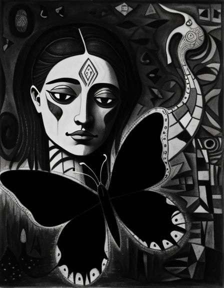 Butterfly Dreamscape Girl: Surrealist Composition