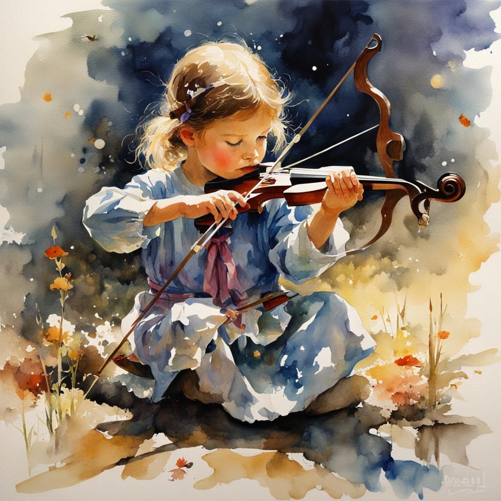 Girl Learns Archery in Fantastical Watercolor Style