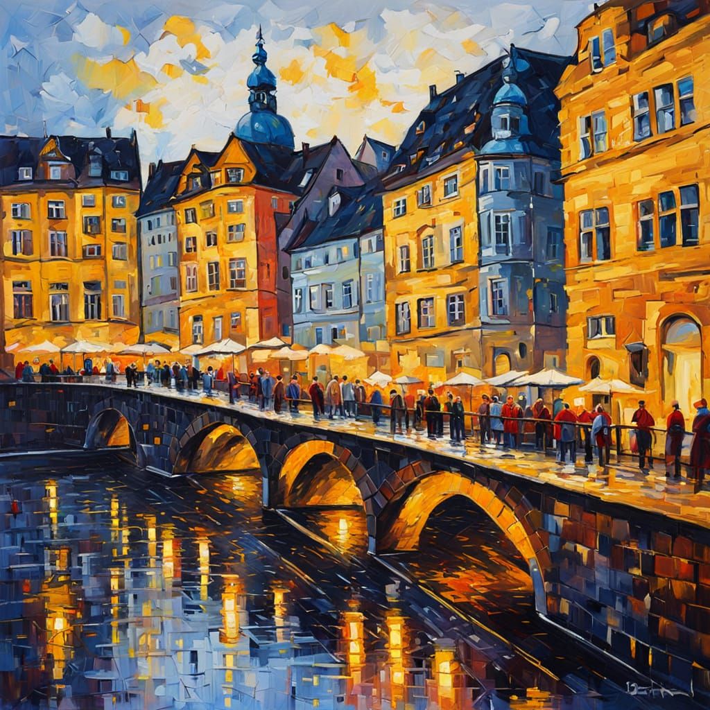Dresden Cityscape in Expressionist Impasto Style