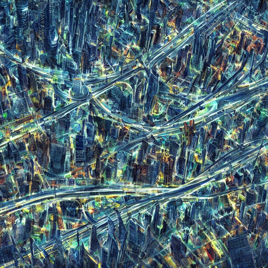 Futuristic Megaplex Cityscape with Complex Highways