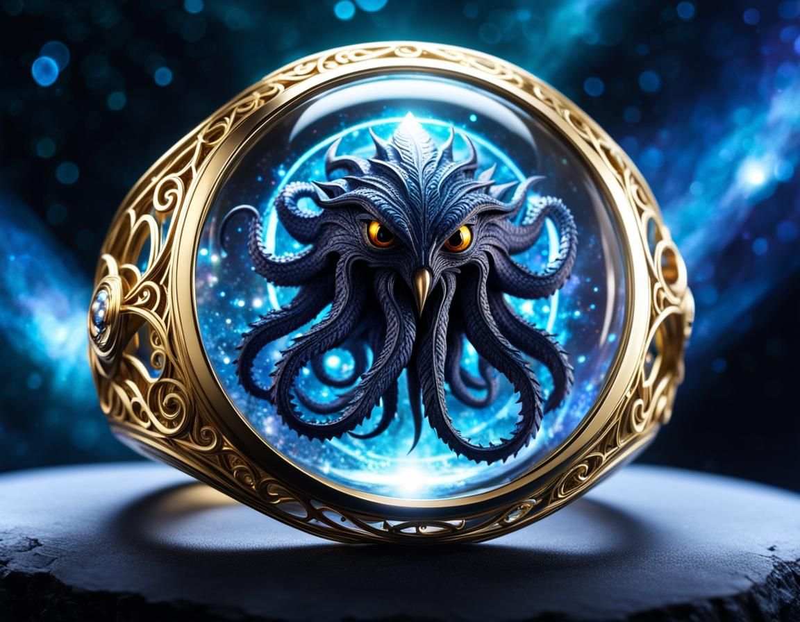 Eldritch Monster Captured in Crystal Ring