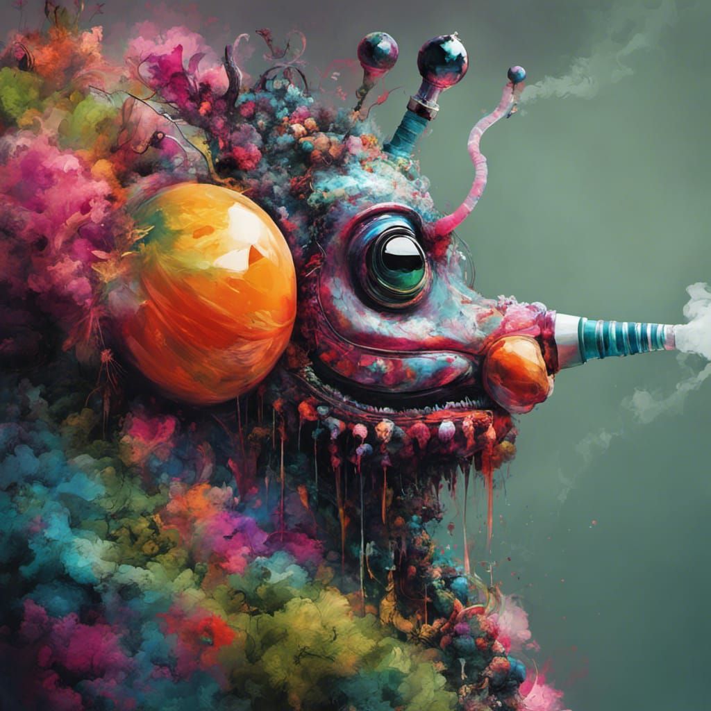 Caterpillar Smoking Hookah