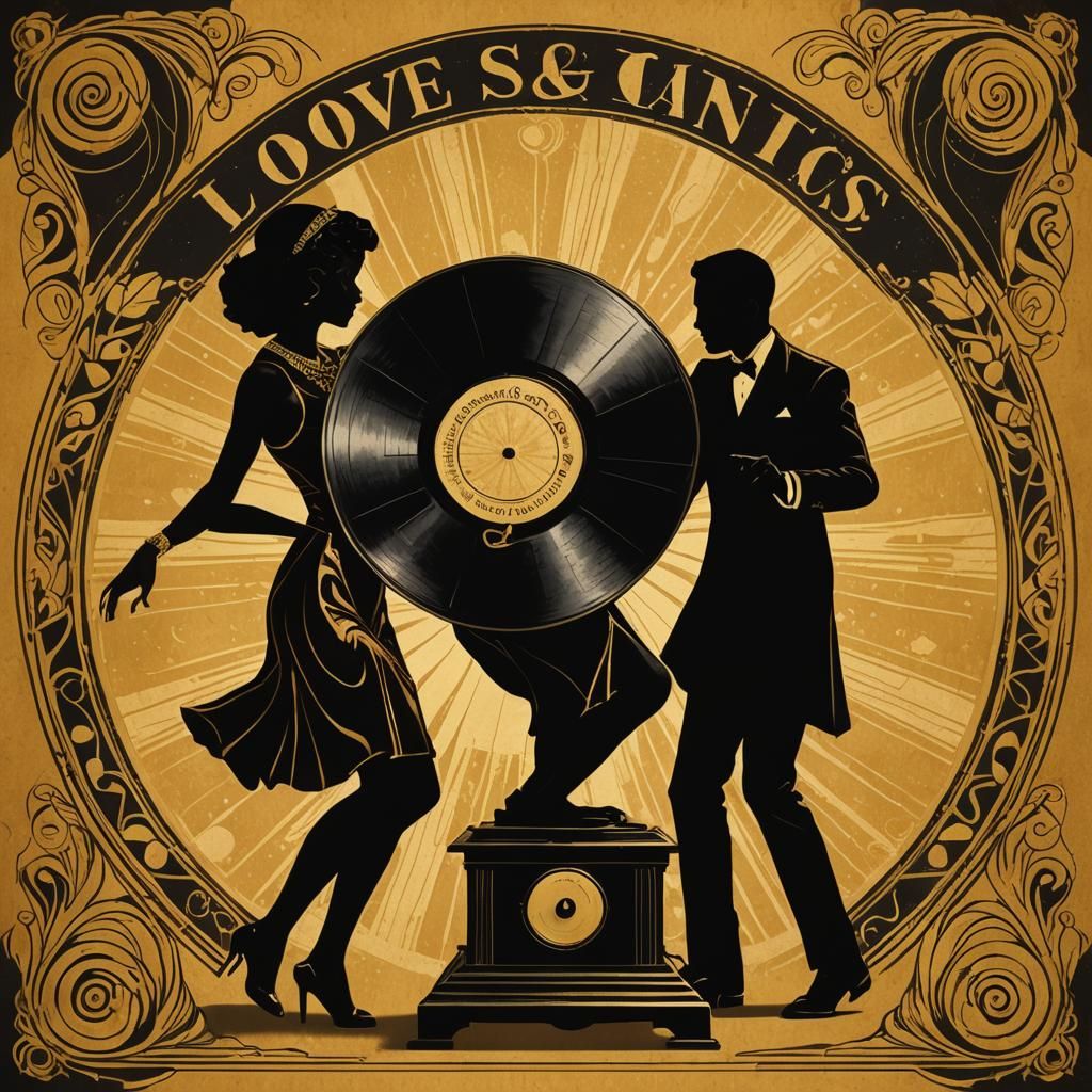 Art Deco Record Cover with Dancing Couple