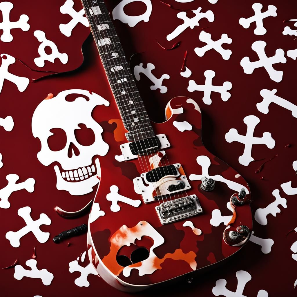 Camouflage Guitar with Skull Logo, Professional Portrait