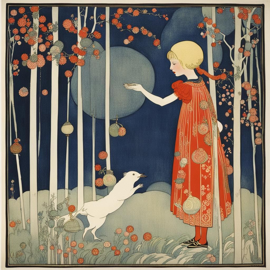 Girl in Fairytale Style of Rie Cramer and Kay Nielsen