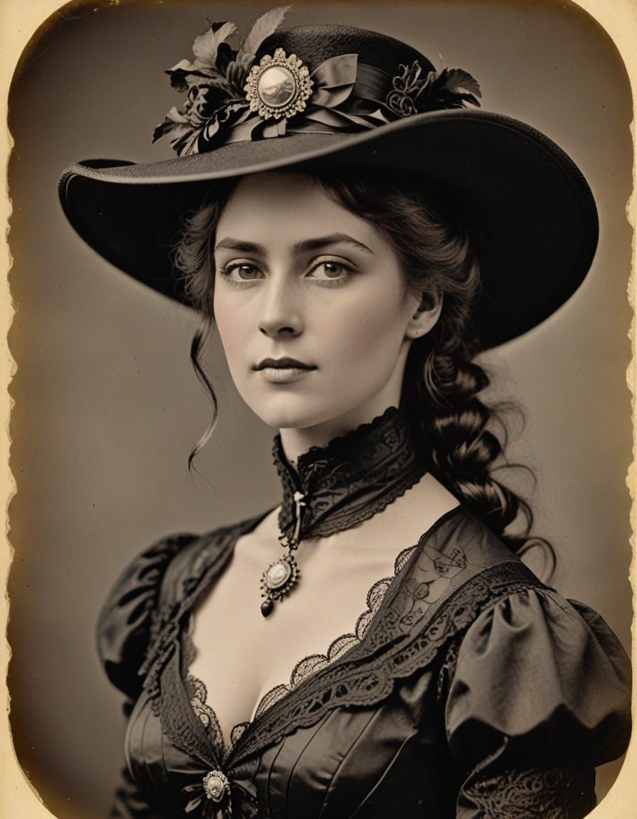 Victorian Photographic Portrait of Athletic Woman in Hat