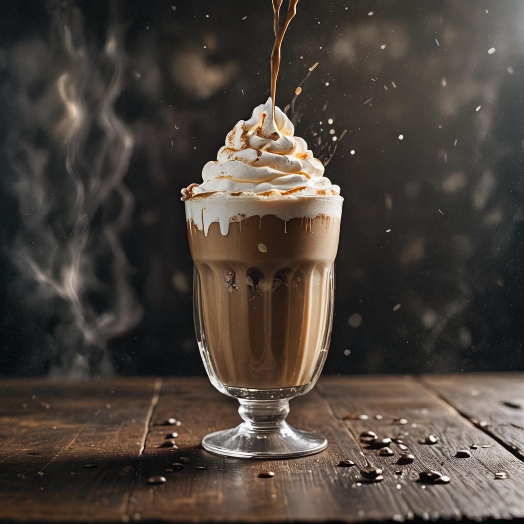 Coffee Frappe Overflowing: Dramatic Film Still