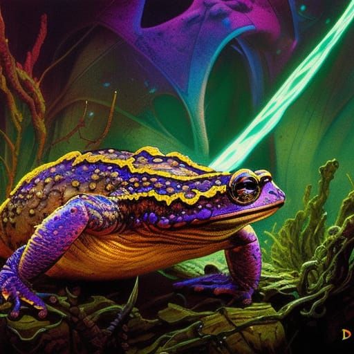 Hypnotic Toad with Mind Control Eyes in Dieselpunk Style