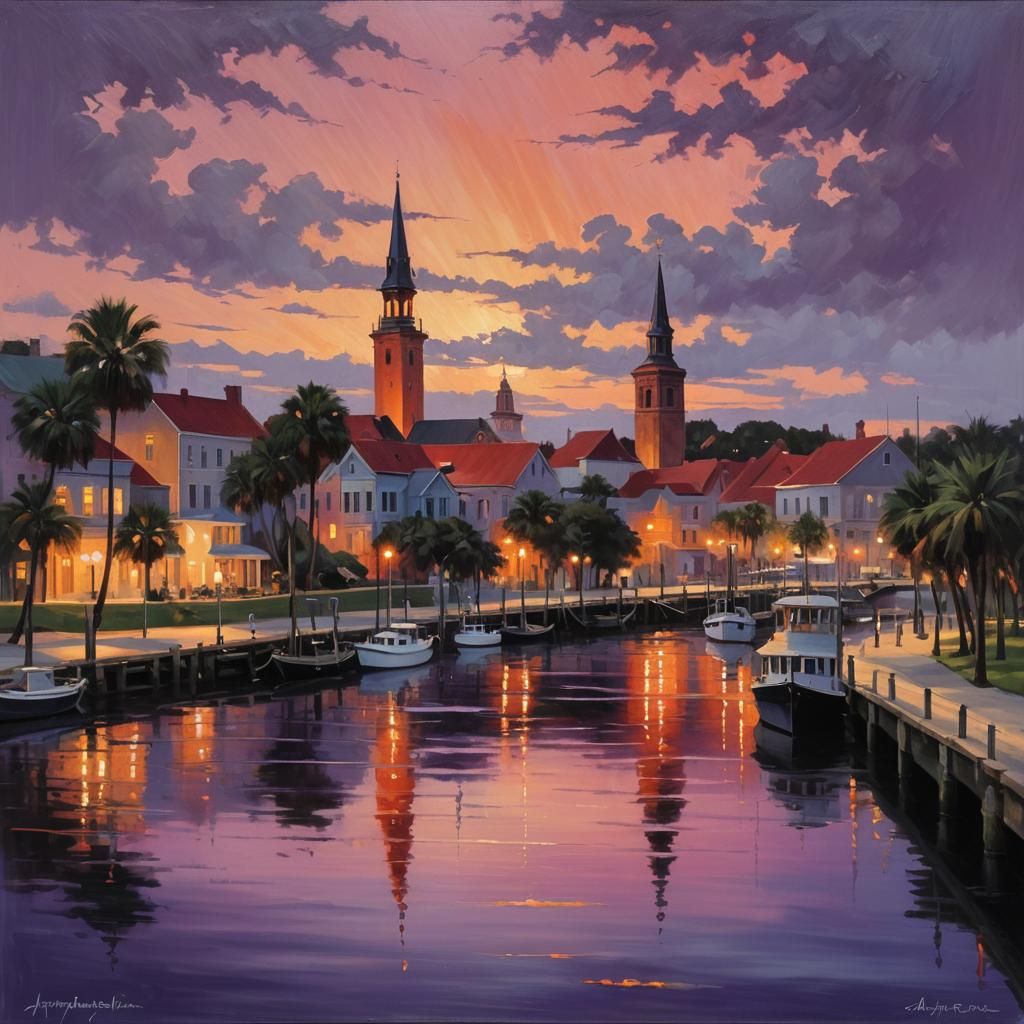 St. Augustine Sunset: An Impressionist Oil Painting