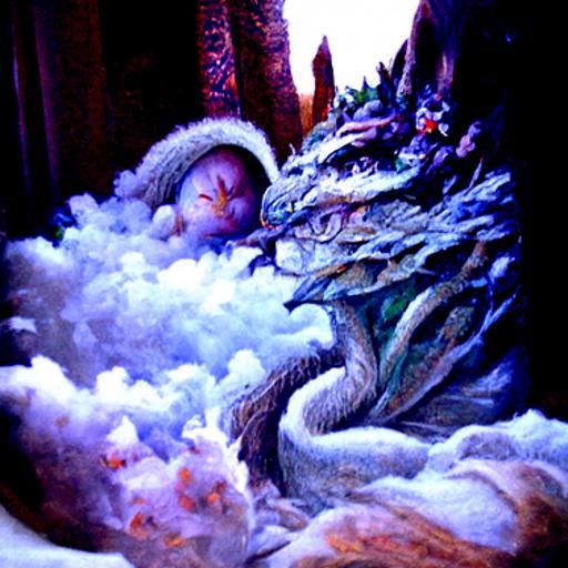 Ethereal Dragon Mother Guarding Her Nest