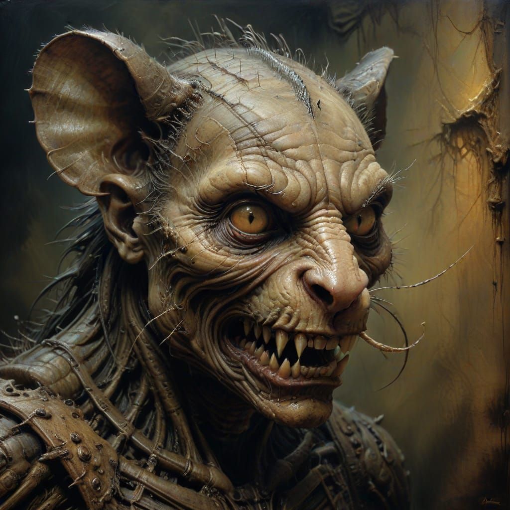 Surreal Oil Painting of Vince McMahon Transformed into a Rat...