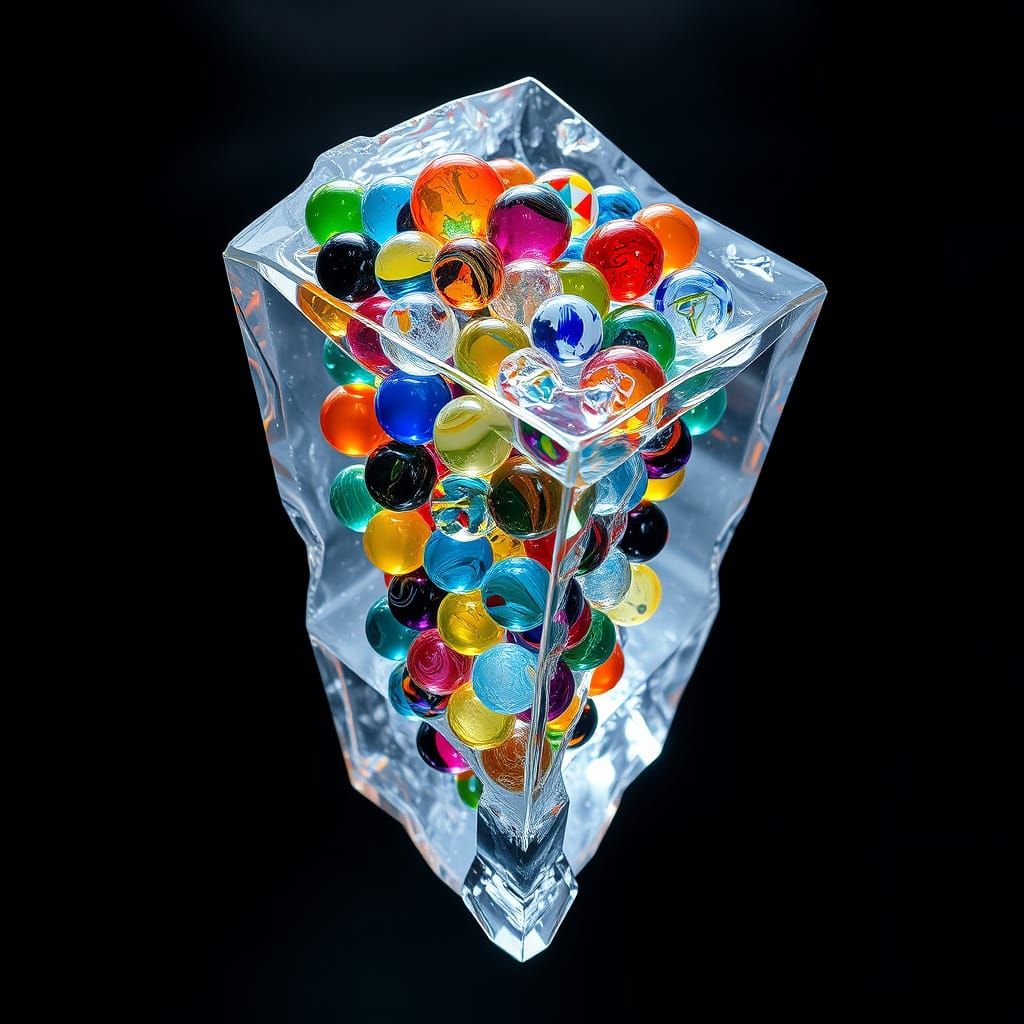 Hyperrealistic Glass Marble Ice Cube Sculpture