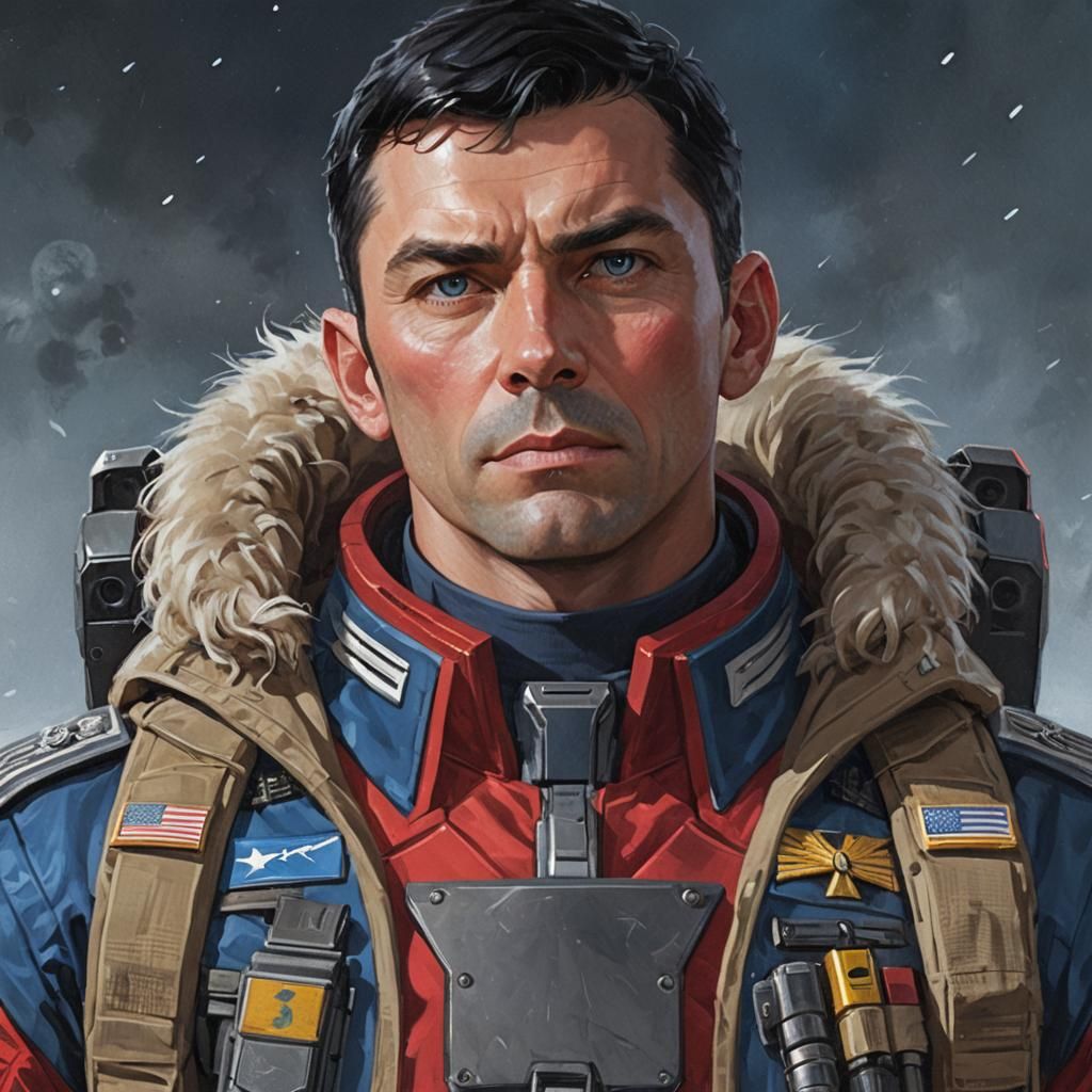 Starship Officer in Red Uniform